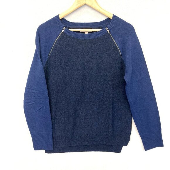 Banana Republic Merino Wool Cashmere Sweater Size Medium Blue Crew Quiet Luxury - Picture 1 of 16